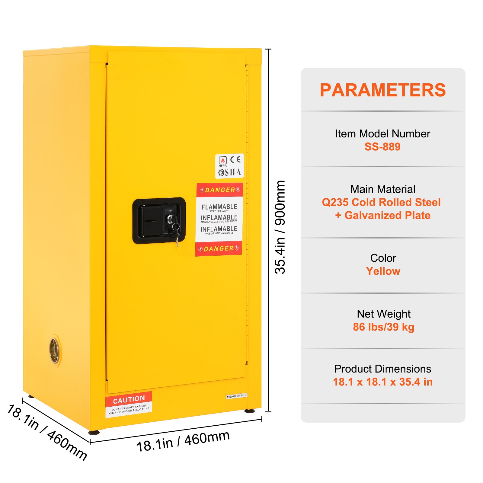 Flammable Storage Cabinet Galvanized Steel Safety Unit With Shelf_voghion.com